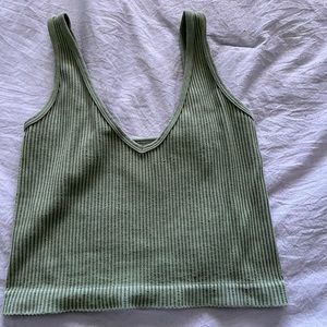 Olive green ribbed tank top
